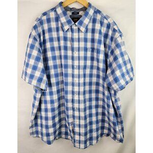 Lee Men's Shirt Size 3XL Blue & White Plaid Short Sleeve Button Down Top